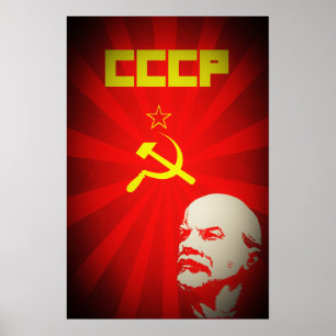 Poster propa vermelho comunista de União Soviética leni