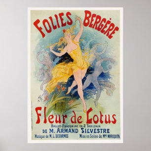 Pôster Propaganda 1893 de Folies Bergère "Fleur de Lotus