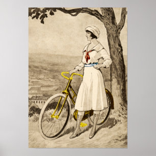 Pôster Propaganda da bicicleta da mulher do 1920 do