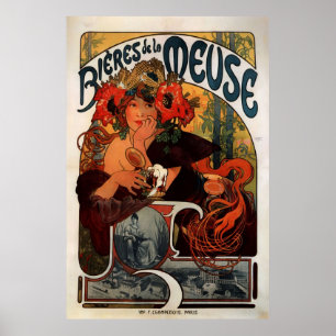 Pôster Propaganda da cerveja de Alphons Mucha