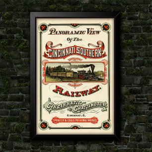 Poster Propaganda da Rota de Trem de Cincinnati Ornamenta