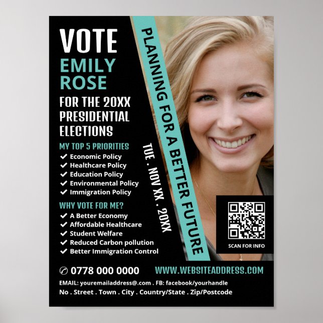 Poster Propaganda de Campaiger Político em Tendência Mode (Frente)