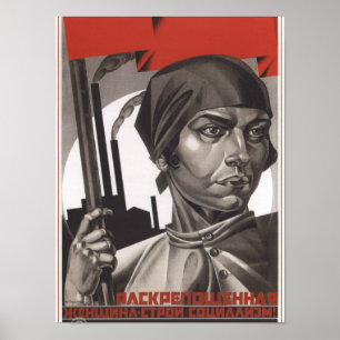 Poster Propaganda de Igualdade de Gênero soviética