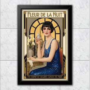 Poster Propaganda de Perfume Fleur de la Nuit Vintage de