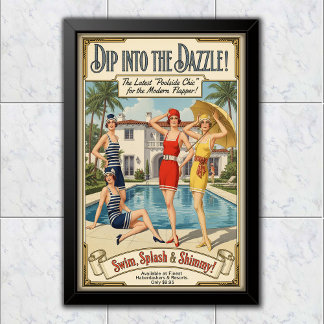 Poster Propaganda de Roupas de Banho Chic à Beira da Pisc