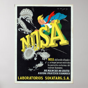 Poster Propaganda do controlo de pragas do vintage