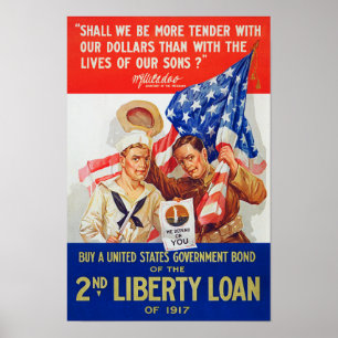 Poster Propaganda do empréstimo 1917 WWI da liberdade da