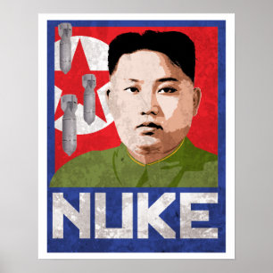 Pôster Propaganda do Un de Kim Jong - ARMAS NUCLEARES -