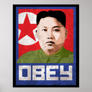Pôster Propaganda do Un de Kim Jong - OBEDEÇA -