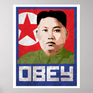 Pôster Propaganda do Un de Kim Jong - OBEDEÇA -