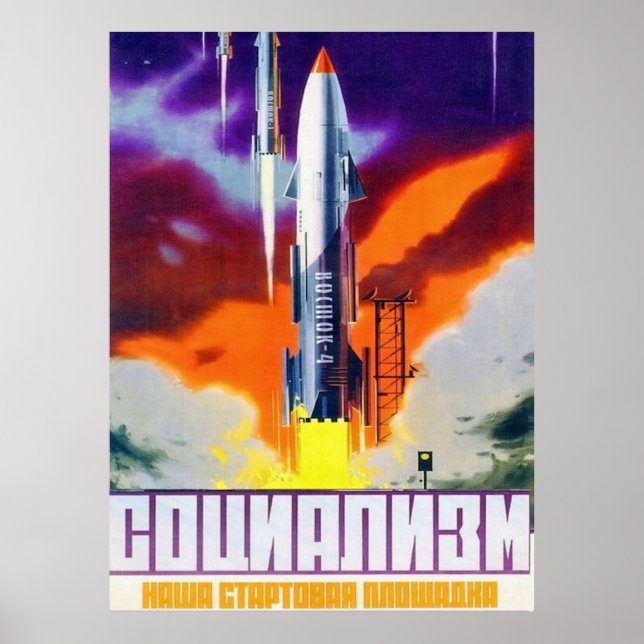 Poster Propaganda Espacial Soviética 31 "Socialismo nosso (Frente)