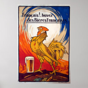 Poster Propaganda francesa da cerveja do vintage
