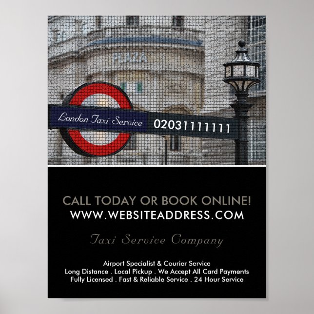 Poster Propaganda por Sinal de Táxi com Efeito Mosaico na (Frente)