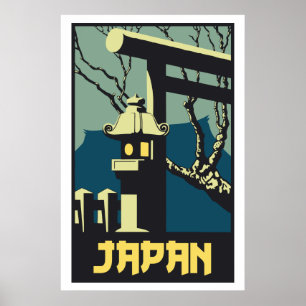 Pôster Propaganda retro do viagem de Japão do estilo do