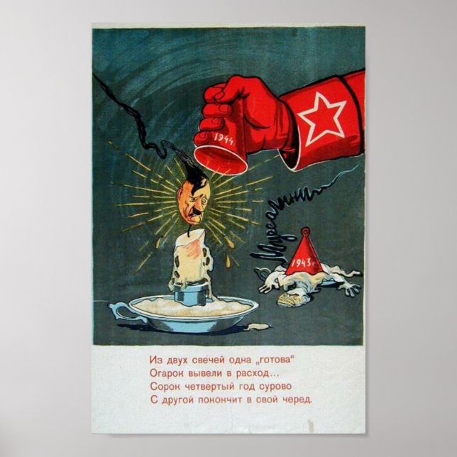 Poster Propaganda Soviética Contra o Nazismo (Frente)