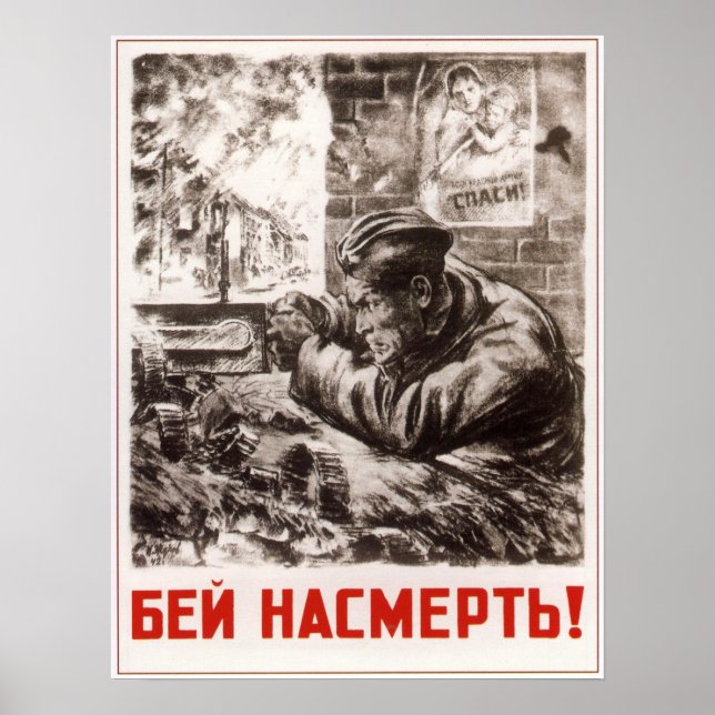 Pôster Propaganda soviética da URSS 1942 (Frente)