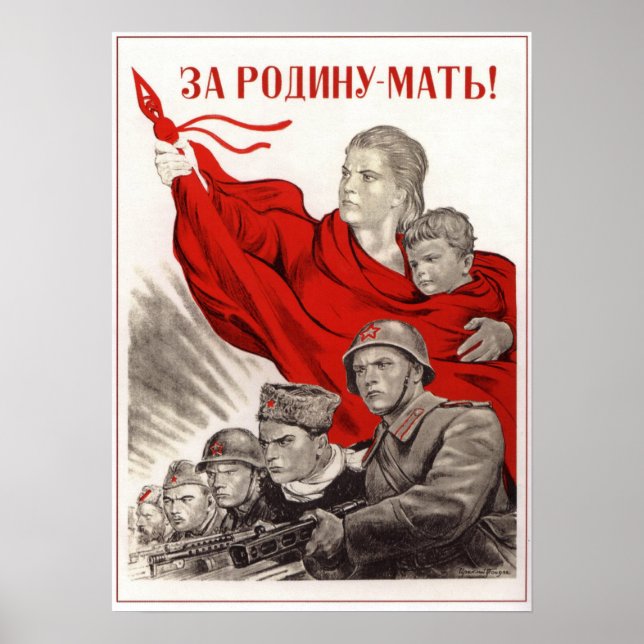 Pôster Propaganda soviética da URSS 1943 (Frente)