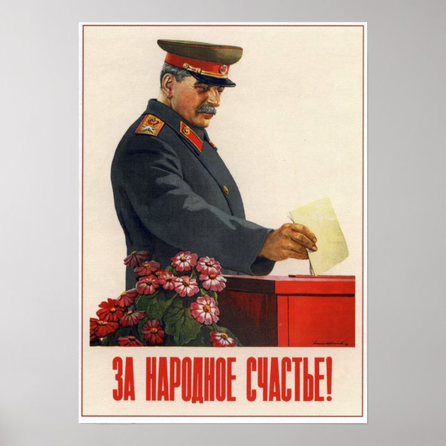 Poster Propaganda soviética da URSS Stalin 1950 (Frente)