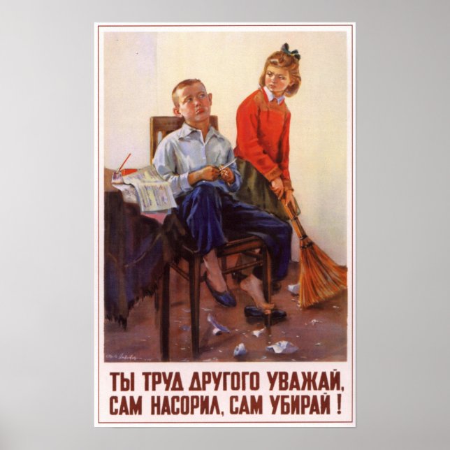 Pôster Propaganda Soviética USSR 1954 (Frente)