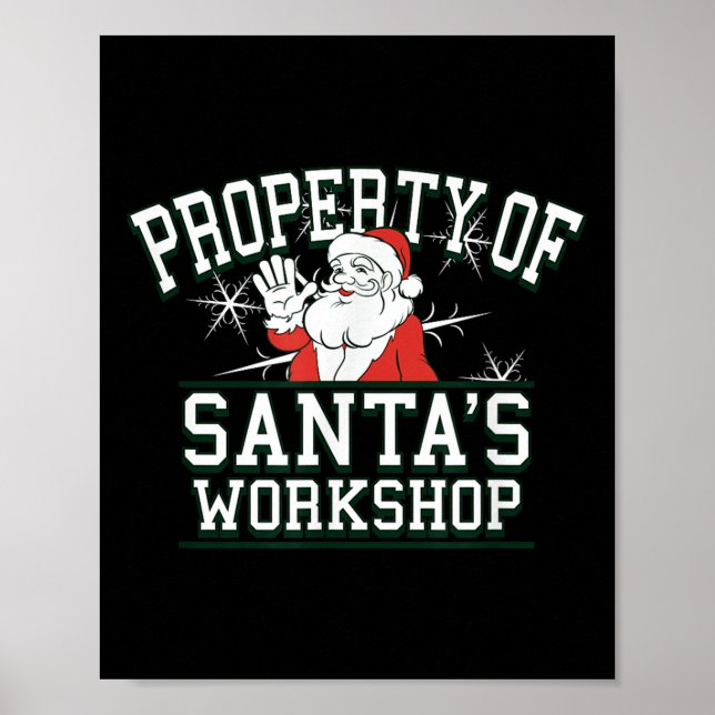 Poster Property Of Santa's Workshop Funny Christmas  (Frente)