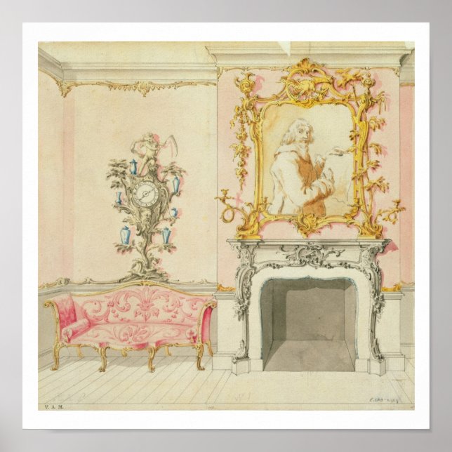 Poster Proposta de interior da sala de desenho, 1755-60 ( (Frente)