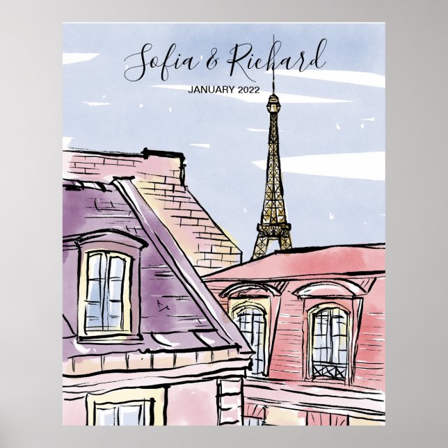 Poster Proposta de Noivado de Paris, presente de casal de (Frente)