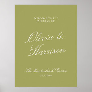 Poster Propriedade Olive Caligrafia Boas-Vindas Casamento