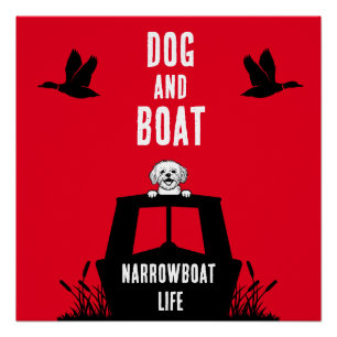 Pôster Proprietário de Cães Canalboat em Narrowboat