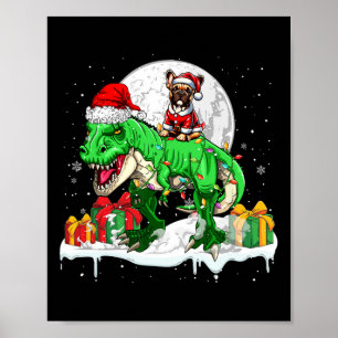 Poster Proprietário de Natal T-rex do Bulldog Francês