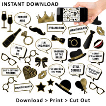 Props de Sinal de Foto Preto e Dourado do chá de p