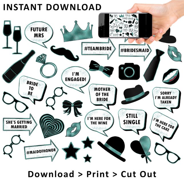 Poster Props Imprimíveis para Teal Booth com Foto de Chá  (This is intended for Digital Instant Download / Printable Purchase. Click the "Choose Your Format".)