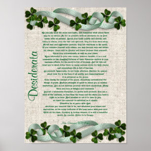 Poster Prosa de Desiderata sobre o fundo irlandês do line