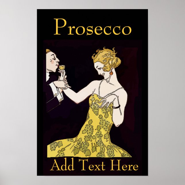Poster Prosecco, casal vintage, adicionar texto, (Frente)