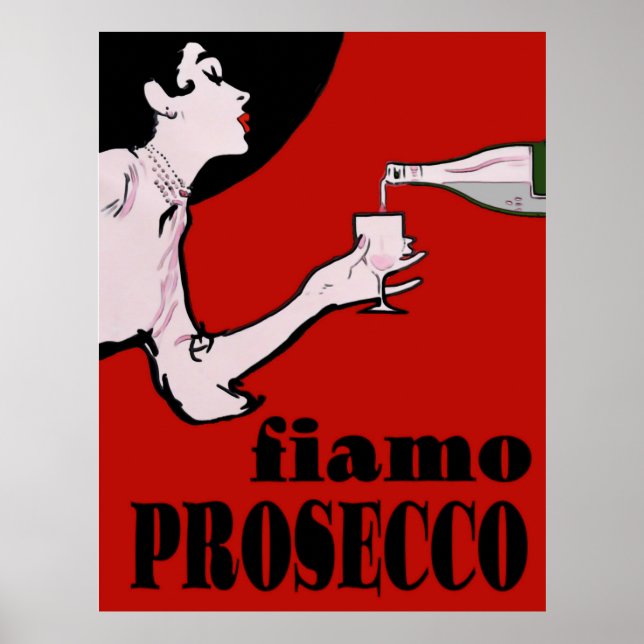 Pôster Prosecco Lady Em Vermelho (Frente)