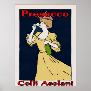 Poster Prosecco, Mulher com Vidro
