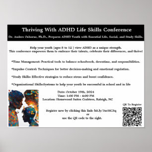 Poster Prosseguindo Com A Conferência ADHD Em Oct.NC.