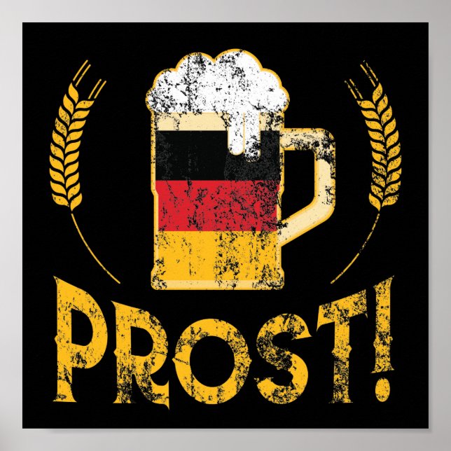 Poster Prost German Flag Beer Lover Oktoberfest (Frente)