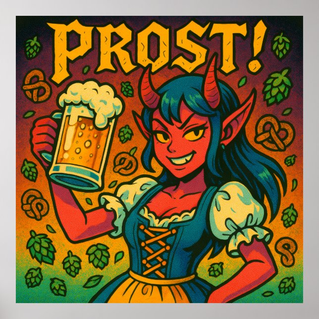 Poster Prost - Oktoberfest Beer Girl Celebration Art (Frente)