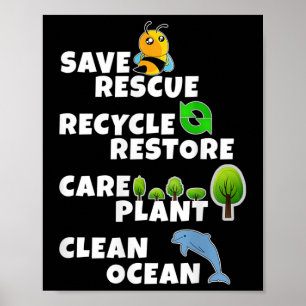 Poster Proteção Ambiental, Clima, Natureza, Reciclagem