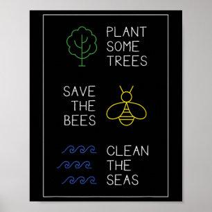 Poster Proteção Ambiental Dizendo, Árvores Vegetais, Salv