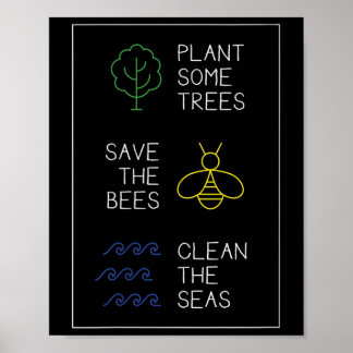Poster Proteção Ambiental Dizendo, Plantar Árvores, Salva