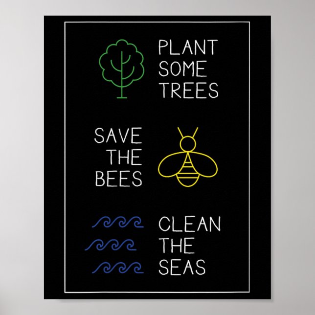 Poster Proteção Ambiental Dizendo, Plantar Árvores, Salva (Frente)