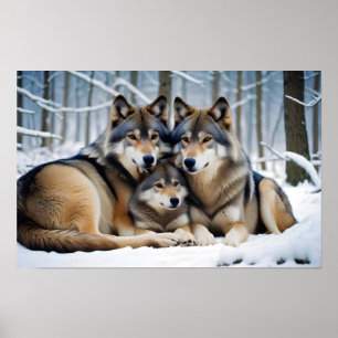 Poster Proteção da Natureza Selvagem do Lobo Animal