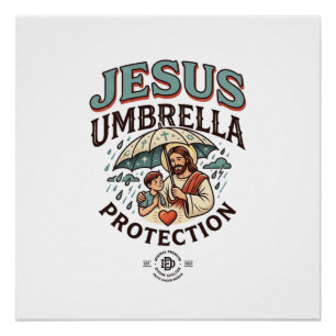 Pôster Proteção de Guarda-Chuva de Jesus Proteção de Guar