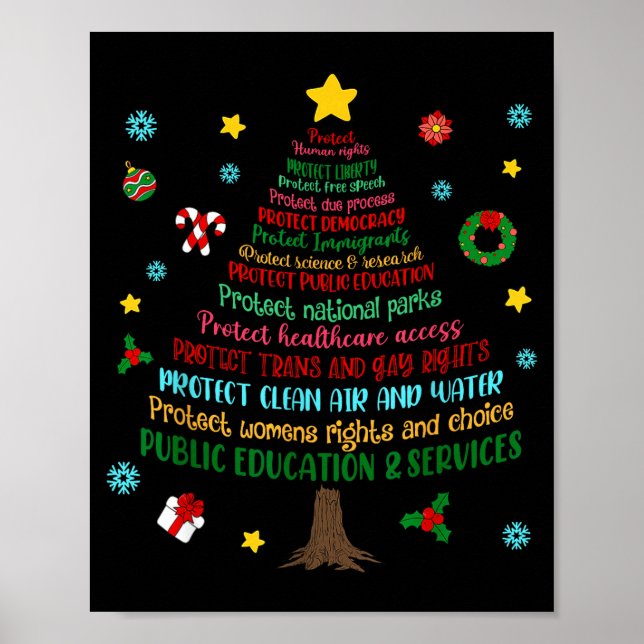 Poster Protect Human Rights Democracy Christmas Tree Men  (Frente)