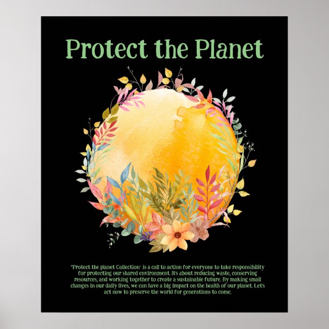 Poster PROTEGER O PLANETA SALVAR A TERRA ARTE Ecológica (Frente)