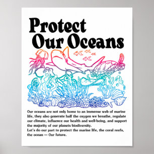 Poster Proteger os nossos oceanos Salva a Terra Dia Mundi