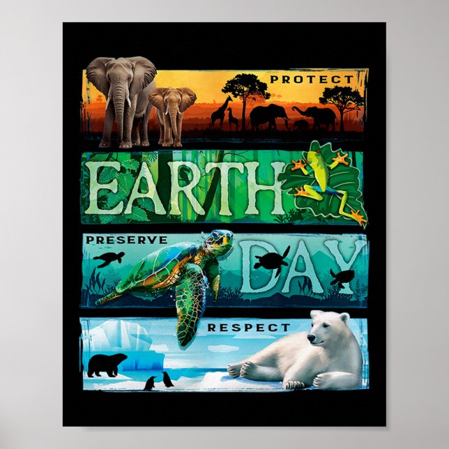 Poster Proteger Preservar Respeito Dia da Terra (Frente)