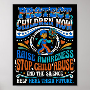 Poster Proteja as Crianças Agora Pare Conscientização Inf