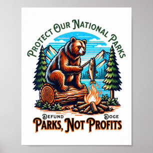 Poster Proteja Nossos Parques Nacionais Defund Doge Parks